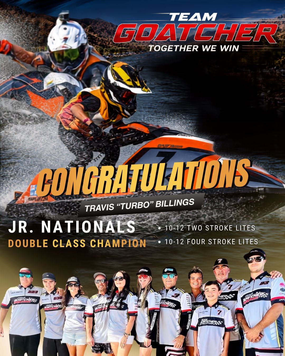 Travis 'Turbo' Billings — Jr. Nationals double class champion, 10-12 two stroke lites and four stroke lites